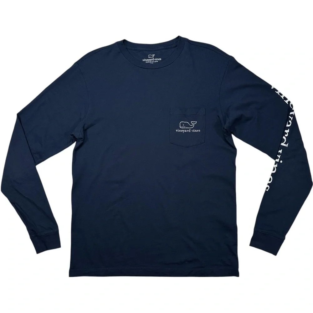 Vineyard Vines Vintage Whale Long-Sleeve Pocket‎ Tee Blue Blazer Size X-Small - Picture 3 of 14